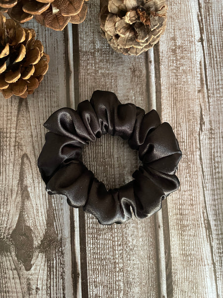 Mini Black Satin Scrunchie