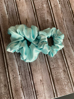 Mini Teal Satin Scrunchie