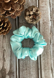 Mini Teal Satin Scrunchie