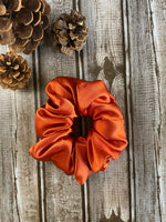 Burnt Orange Satin Scrunchie