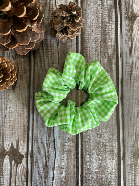 Green Gingham Scrunchie CLEARANCE