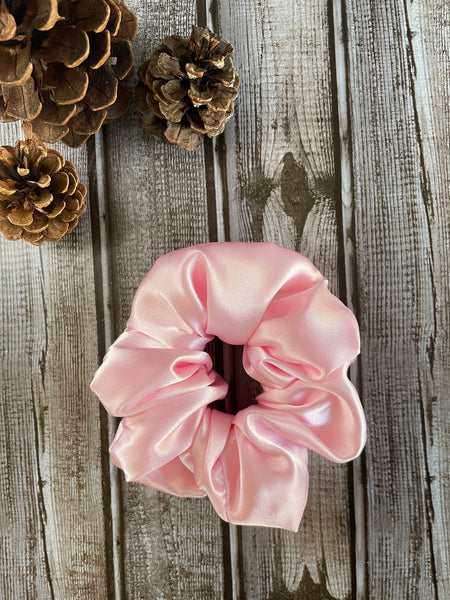 Baby Pink Satin Scrunchie