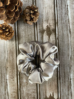 Silver Satin Scrunchie